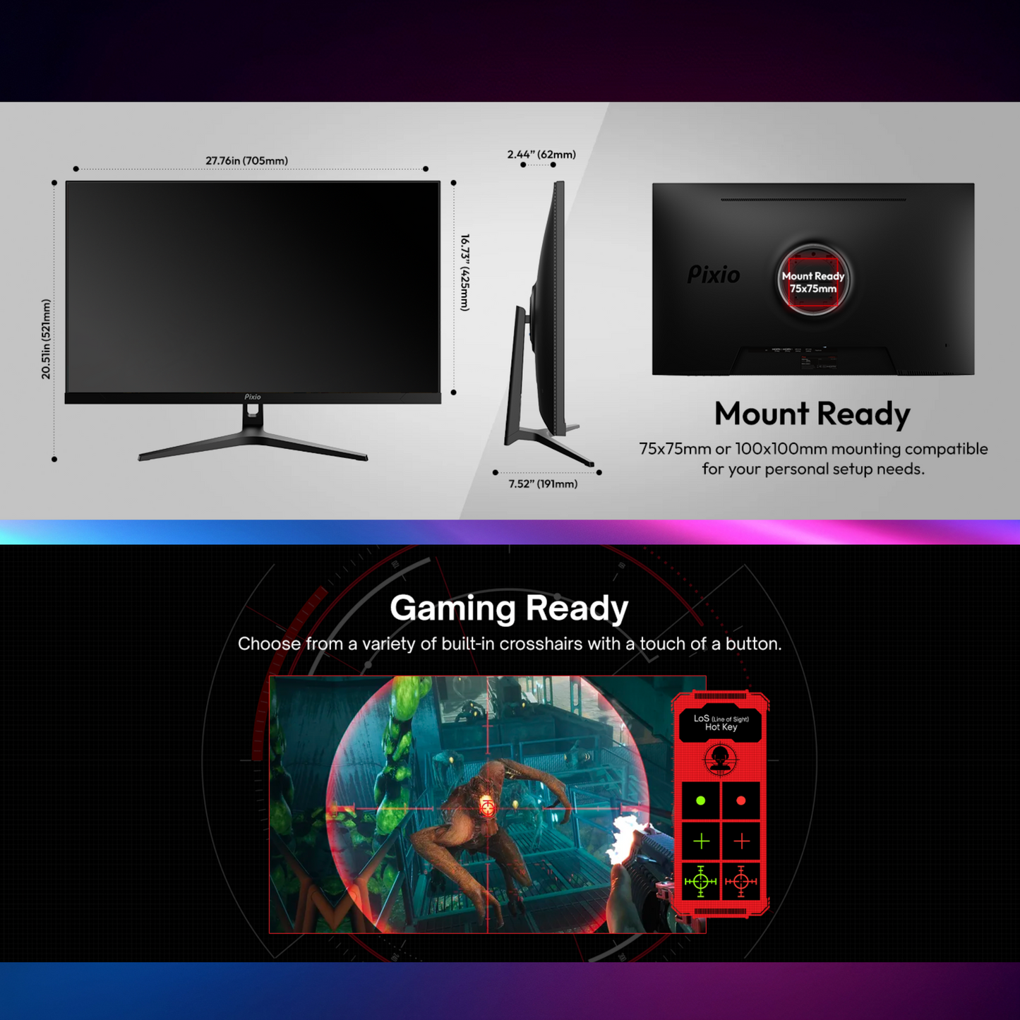 Pixio 32 Inch 4K(3840x2160) 144Hz 1ms IPS Gaming Monitor