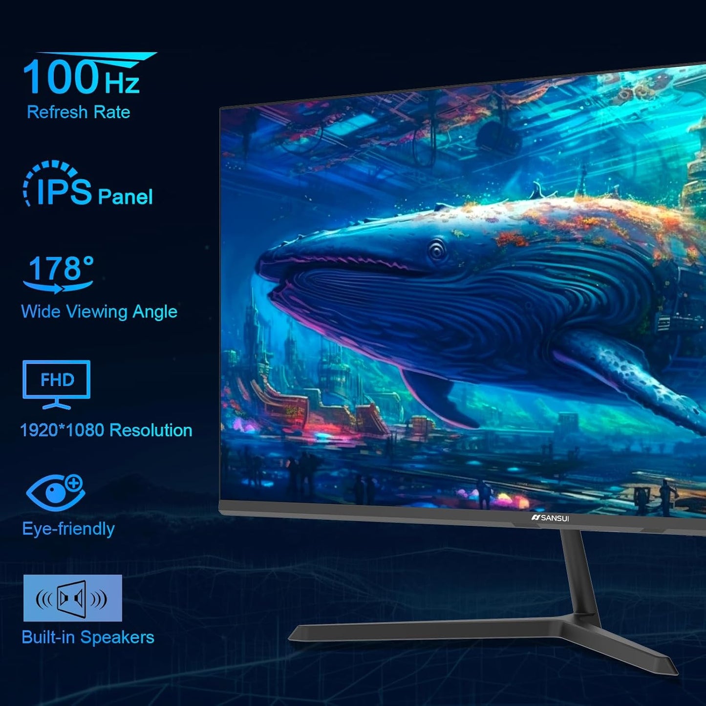 SANSUI 24 inch FHD(1920x1080) 100Hz IPS Monitor