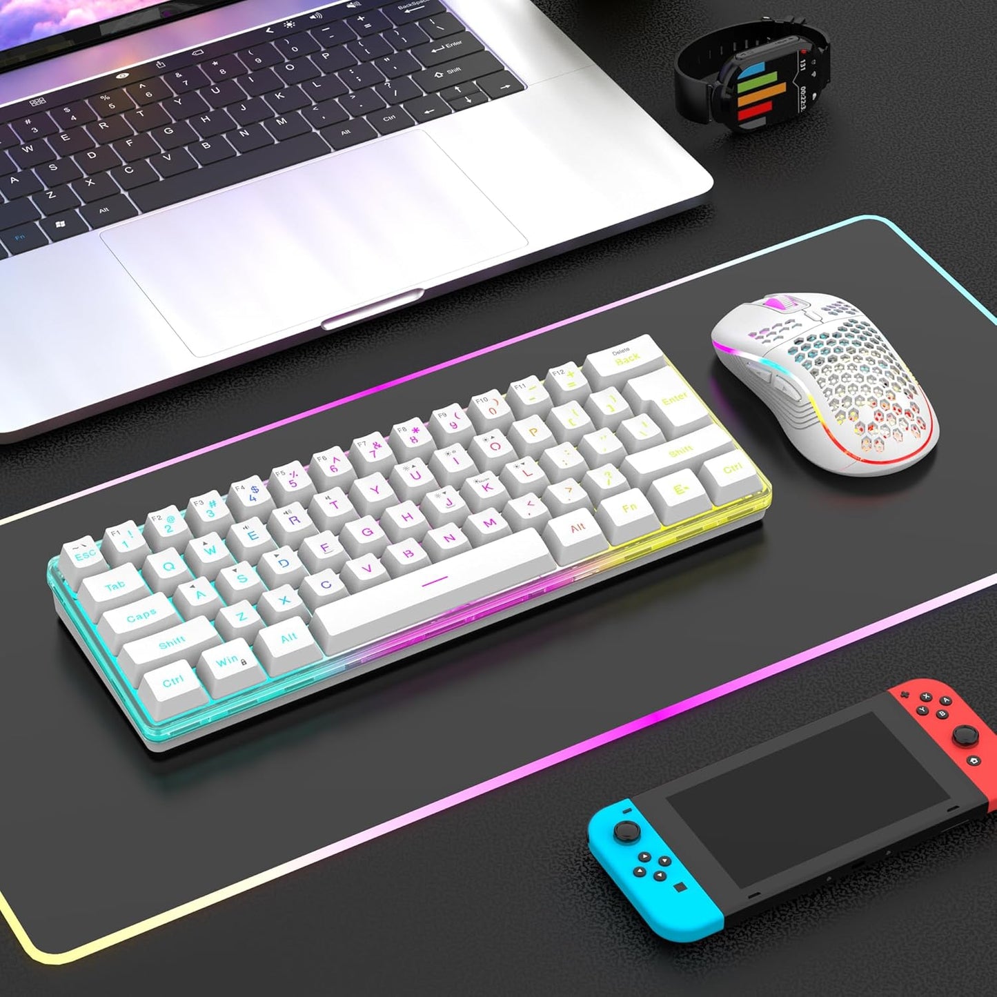 (Black or White) RedThunder 60% Wireless Gaming Keyboard and Mouse Combo