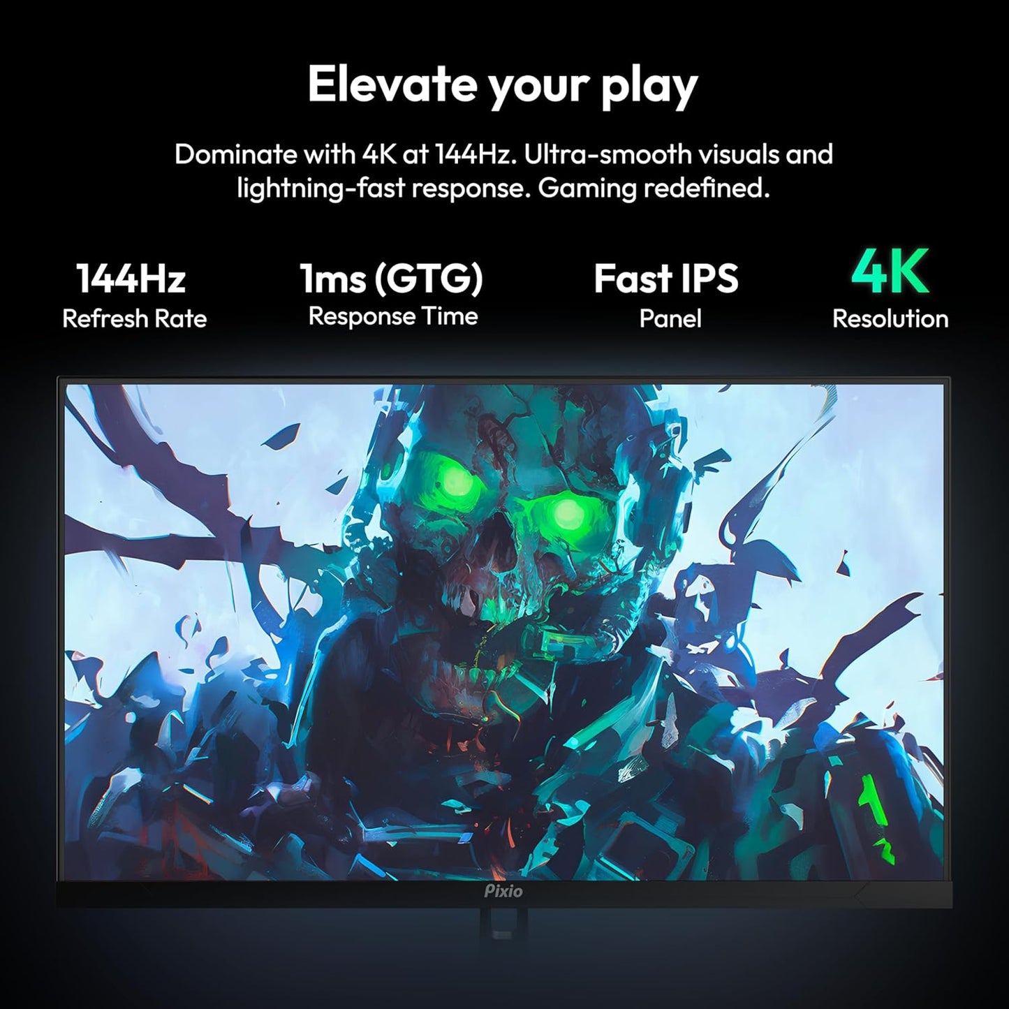 Pixio 32 Inch 4K(3840x2160) 144Hz 1ms IPS Gaming Monitor