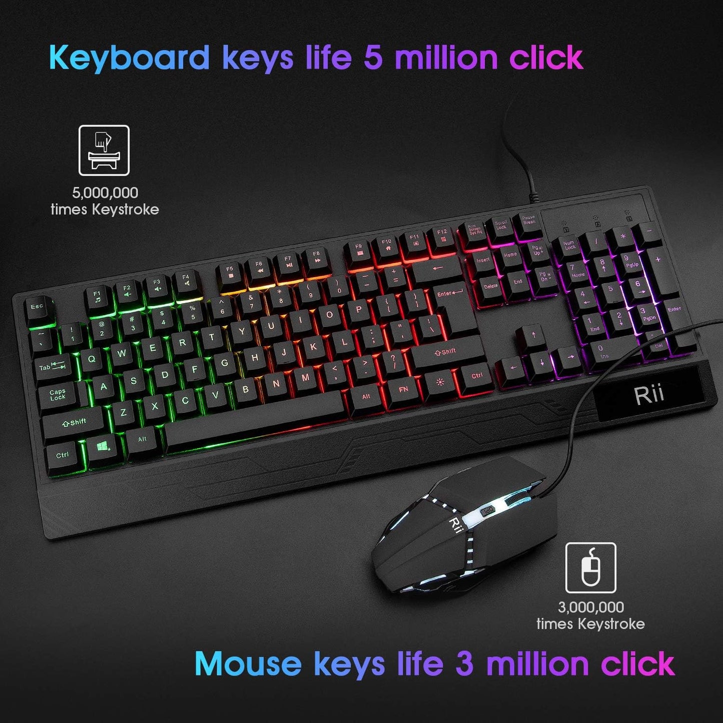 Rii RK400 RGB Wired Gaming Mechanical Keyboard and Mouse Combo