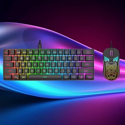 (Black or White) RedThunder 60% Wired Gaming Keyboard and Mouse Combo
