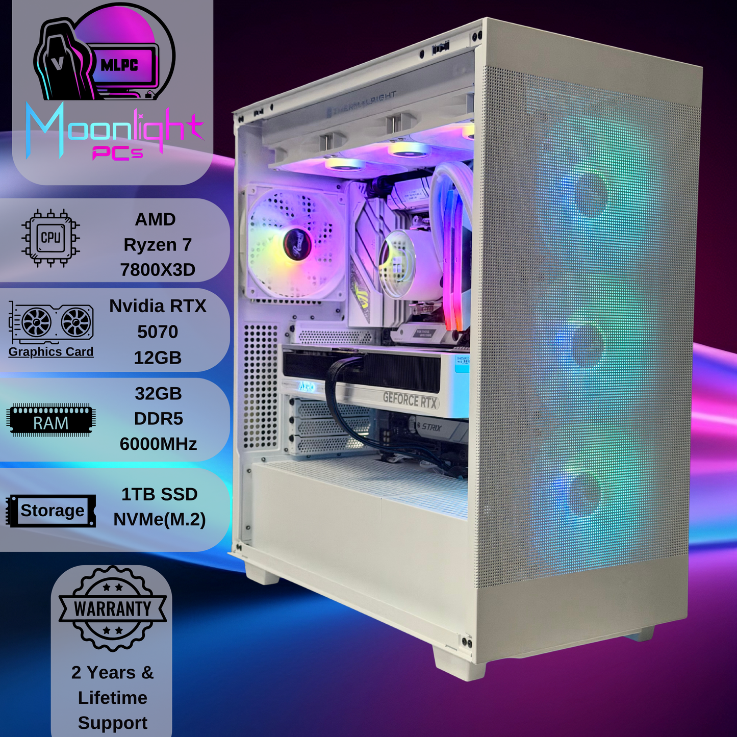 White Eclipse AF70 - Ryzen 7 7800X3D - RTX 5070