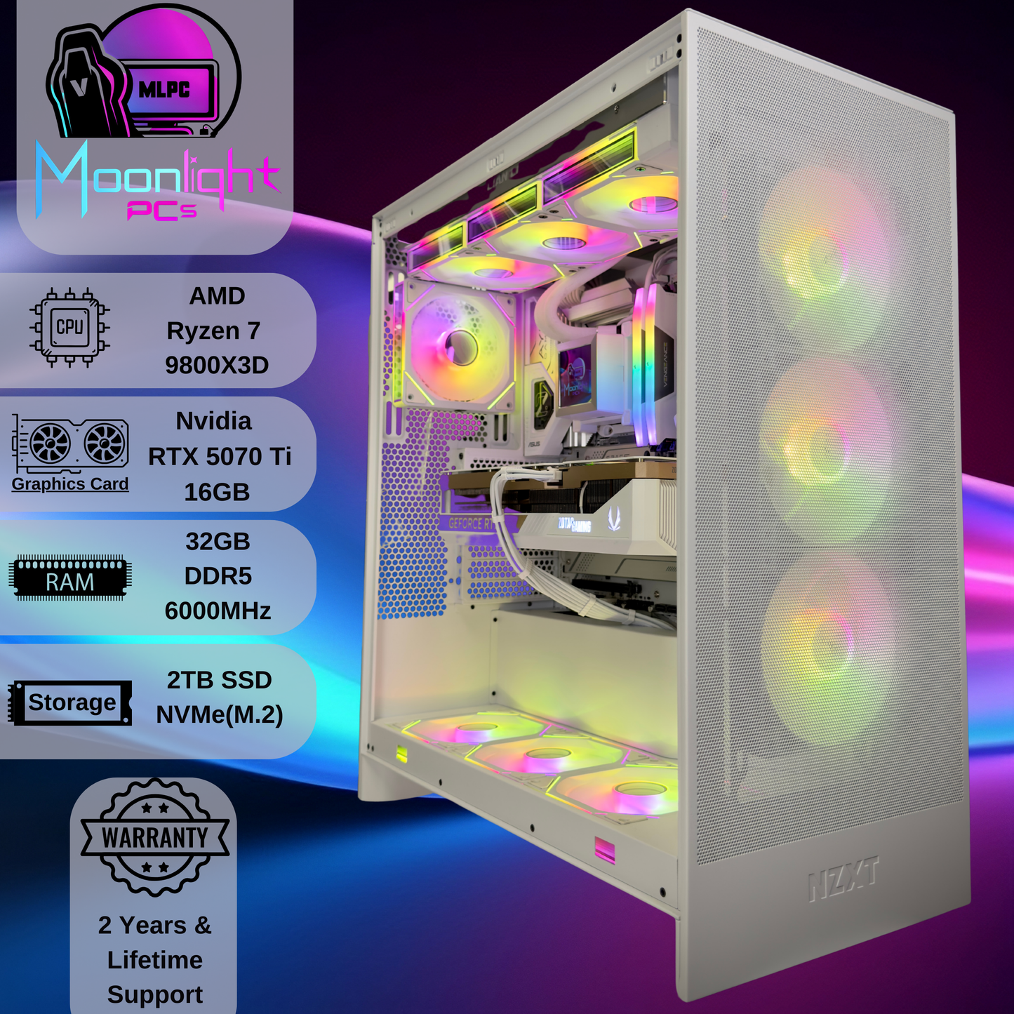 White AF Eclipse - Ryzen 7 9800X3D / RTX 5070 Ti