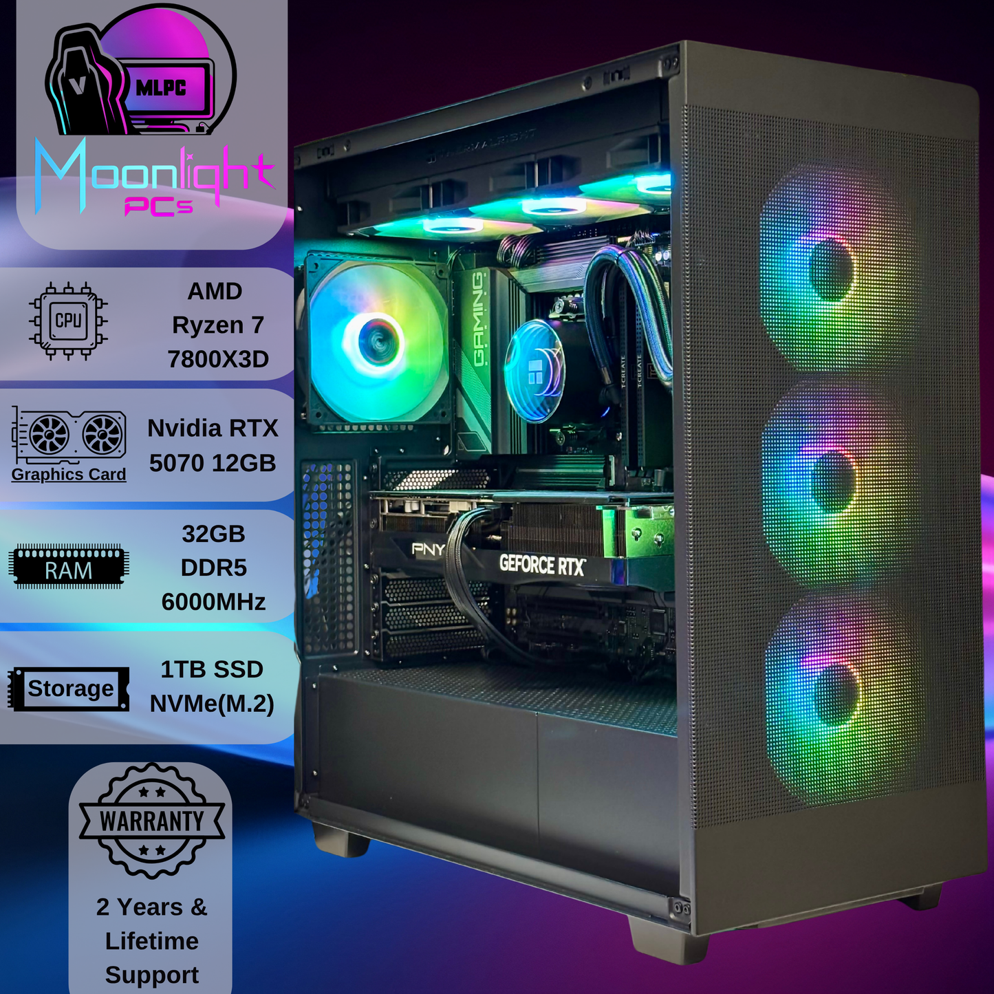 Eclipse AF70 - Ryzen 7 7800X3D / RTX 5070 – Moonlight PCs