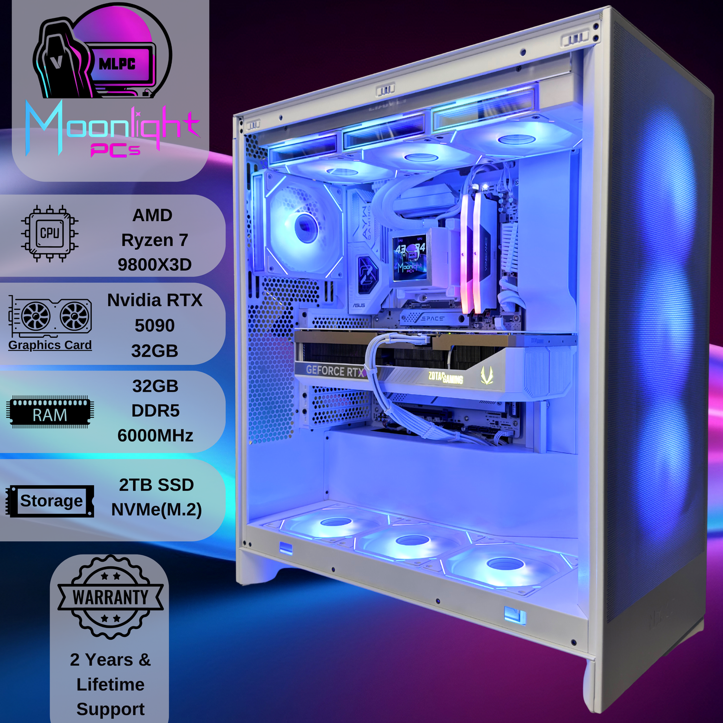 White 90 Nebula - Ryzen 7 9800X3D / RTX 5090