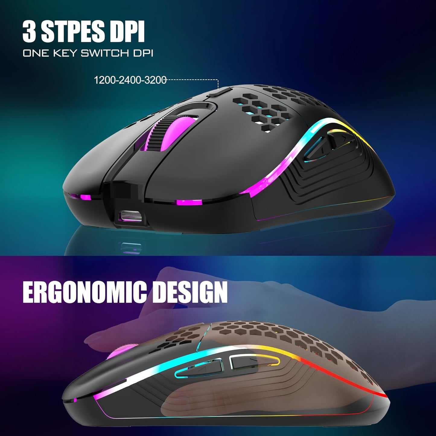 (Black or White) RedThunder 60% Wireless Gaming Keyboard and Mouse Combo