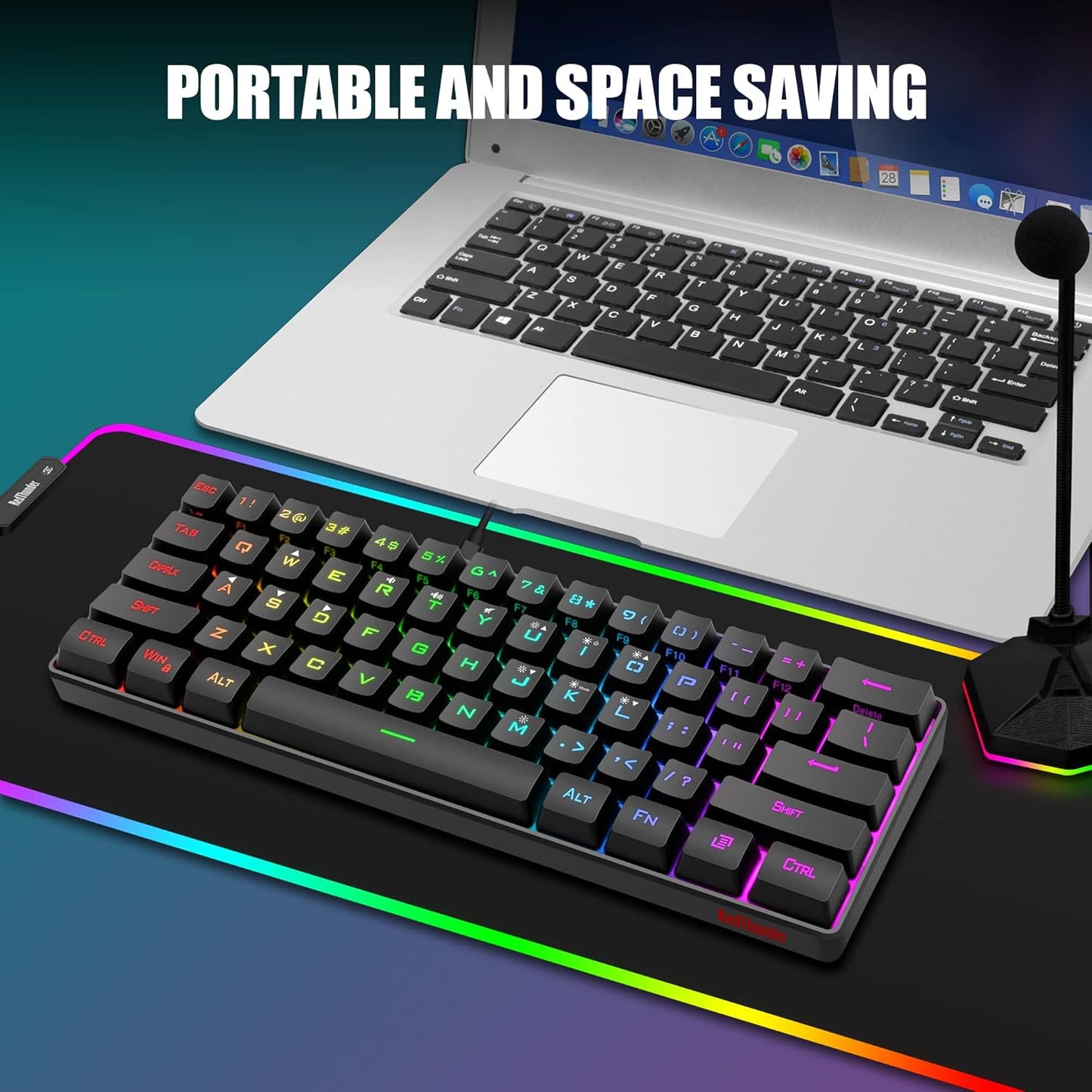 (Black or White) RedThunder 60% Wired Gaming Keyboard and Mouse Combo