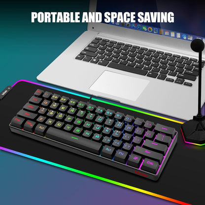 (Black or White) RedThunder 60% Wired Gaming Keyboard and Mouse Combo