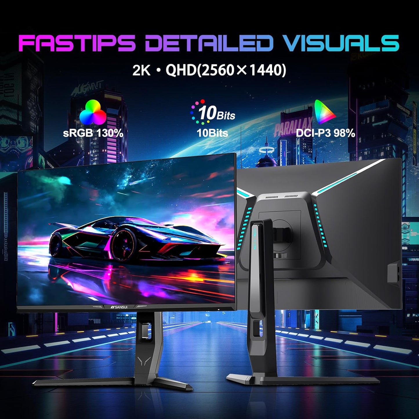 SANSUI 27 Inch 2K(2560x1440) 240Hz 1ms IPS Gaming Monitor