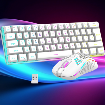 (Black or White) RedThunder 60% Wireless Gaming Keyboard and Mouse Combo